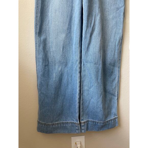 Universal Thread Wide Leg Sailor Pocket Light Wash Denim Overalls – Size 0 - Picture 2 of 7